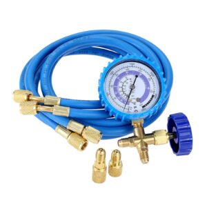SURIEN R410A Recharge Kit AC Charging Hose, R410A R134A R22 Manifold Gauge Hose Set for Air Condition Refrigeration Charging, with R410a Adapter 1/4" SAE to 1/2" & 5/16'' for Mini Split System