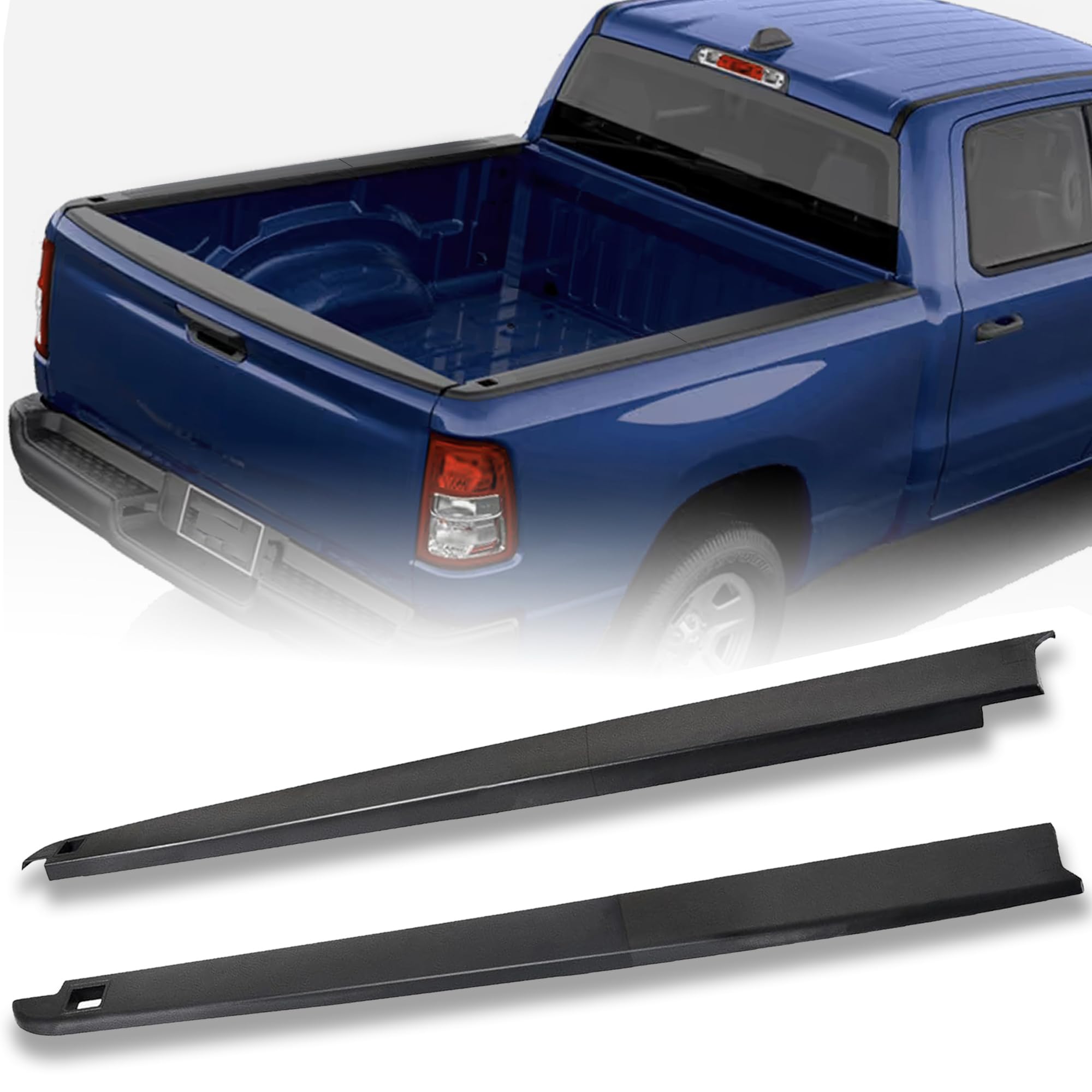 Tailgate Molding Trim 5.7'' Bed Rail Cap Cover Compatible with 2009-2018 Ram 1500 Replaces 68375098AA/ 68375099AA Left&Right Bed Rail Cap