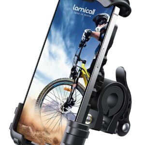 Lamicall Bike Phone Holder, Motorcycle Mount - Motorcycle Phone Holder, Handlebar Cell Phone Clamp, Scooter Phone Clip Gifts for iPhone 17 Air Pro Max, 16 15 Plus, S20, 4.7 to 6.8" Smartphones