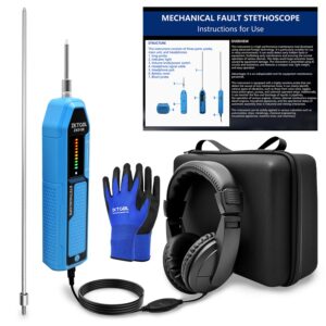 ZKTOOL Automotive Electronic Mechanics Stethoscope Electronic Ear Diagnostic Device Kit EM410, with Short and Long Probe, Headphones, Engine Noise Finder Detector Tester, Frequency Range 20Hz~20KHz