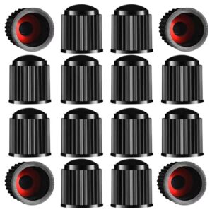 Tire Valve Stem Caps The Upgraded Version has a Sealing Ring for Car, Motorbike, Trucks, Bike, Bicycle （Black） (24)