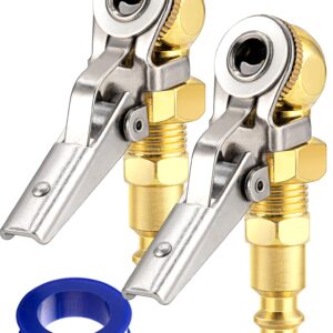 LUMITECO 2-Pack 1/4 Inch Female NPT Closed Ball Tire Inflator with Clip, Locking Quick Connect, Clip-On Air Chucks for Truck RV Auto Car Air Compressor