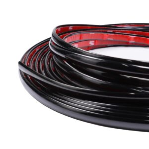 SBWLKJ 25Ft Automotive Trim Molding Glossy Black 1/2"(12mm) Car Side Moldings UV-Protected Scratch-Proof for All Vehicles Body Door Window Bumper Self Adhesive