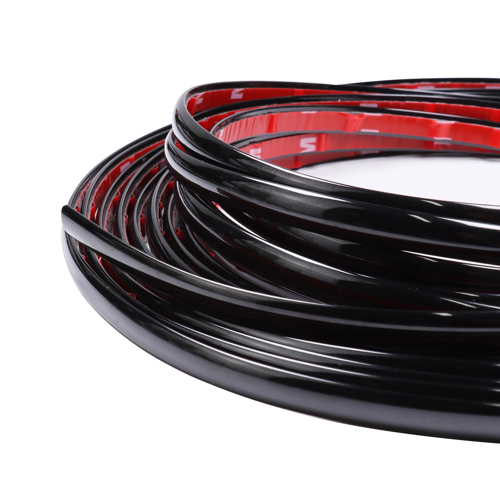 SBWLKJ 25Ft Automotive Trim Molding Glossy Black 1/2"(12mm) Car Side Moldings UV-Protected Scratch-Proof for All Vehicles Body Door Window Bumper Self Adhesive