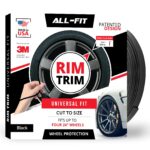 All-Fit Automotive Rim Trim – Durable DIY Car Exterior Accessories for Curb Rash Protection – Fits Up to Four 24” Wheels – Flexible, Durable Wheel Rim Protector (3/8″ width/Black)