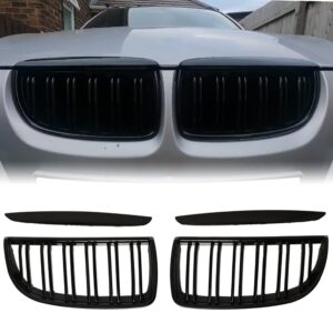 BILLDIO E90 Grille - Double Slats Glossy Black Kidney Grille for 2005-2008 BMW 3 Series E90 (320i, 325i, 325xi, 330i, 323i, 328i, 328xi, 335i, 335xi)