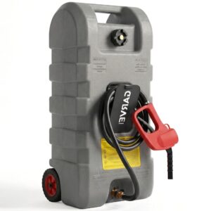 15 Gallon Gas Caddy, Heavy-Duty Gas Can and Fuel Caddy with Manual Fuel Transfer Pump, Portable Fuel Tank on Wheels with 10 ft Hose for Lawn Mowers, Cars, Boats, ATVs, Home and Farm Use, Grey