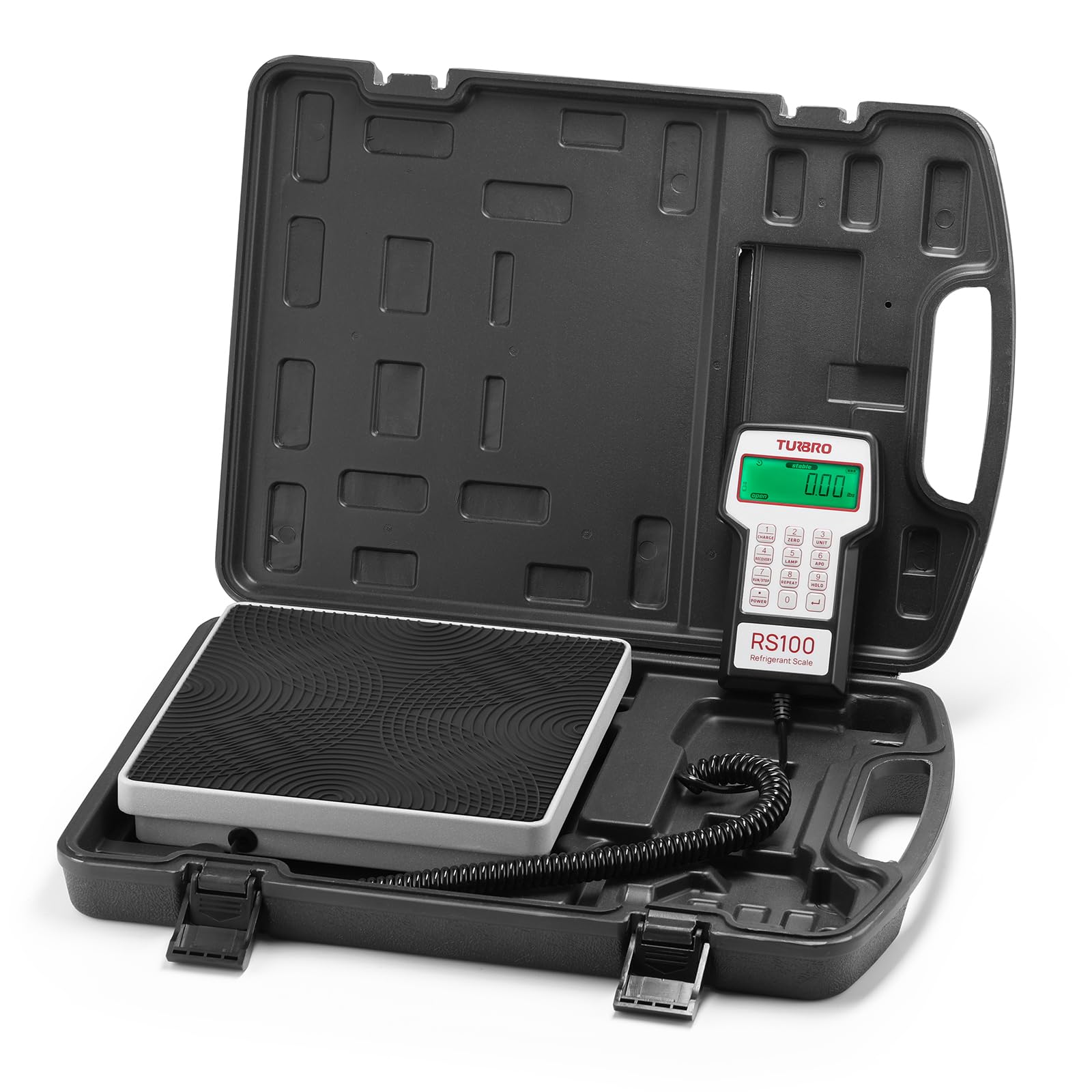 TURBRO Refrigerant Scale with A Wired Controller, Digital Scale for Freon Charging and Recovery with 4 Measurement Unit Options, Memory Function, 220 lb Max. Capacity, for HVAC and Automotive Systems