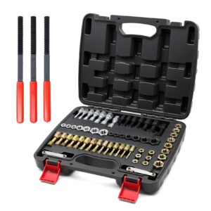 Defabee 61-Piece Thread Repair Kit, Metric/UNC/SAE Thread Chaser Set with Taps, Dies, Files & Pitch Gauge, Rethreading Tool for Auto Mechanics, DIY - Rethread Damaged Screws, Bolts, Nuts