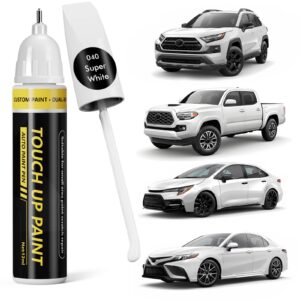 Pholeon ((040) Super White) Touch Up Paint for Toyota, Car Paint Scratch Repair Kit, 2 in 1 Premium Scratch Remover Pen with Exact Color-Matched