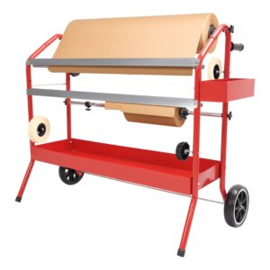 HECASA 36" Multi-Roll Masking Paper Machine W/Storage Trays, Auto Body Paint & Repair Shop, Car Painting Prep Steel Galvanized Powder Coated Red
