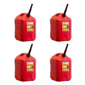 Midwest Can 6610 Safe-Flo Auto Shut Off 6 Gallon Gas Can – Durable Fuel Containers with FlameShield Safety System & Quick-Flow Spout - Red - 4 Pack