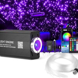 VASTFIRE Starlight Headliner Kit, 16W Star Headliner kit Music/Voice Activated Star Lights for Car, Bed Room, RVs, Home Theaters | Bluetooth + Remote Control (300pcs 0.03in × 9.8ft)