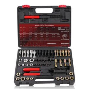Marvelity 49PCS Thread Chaser and Repair Kit with 22 Taps, 24 Dies, 3 Files for UNC UNF Metric Bolts, Nuts and Screws