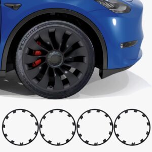 RAYLUXE Tesla Rim Protector Model Y 21 inch|Fit 21 Inch Überturbine Wheel Covers 2020–2024|Hubcap Guards ABS Trim Rings for Curb Rush Prevention |Matte Black(Set of 4)|Tesla Model Y Accessories