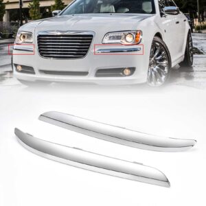 YZQPNB Front Bumper Molding Trim Chrome Compatible with Chrysler 300 2011 2012 2013 2014 Left and Right Side Bumper Cover Molding Replaces CH1046103 CH1047103 68127941AB 68127940AB