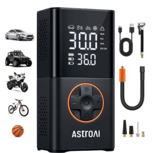 AstroAI L7 Tire Inflator Portable Air Compressor Cordless Mini Bike Pump with Digital Dual Values Display, 150 PSI Car Tires Air Pump with LED Lights&Pressure Gauge for Auto, Motorcycles, Bikes, Balls