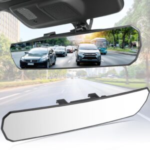 JOYTUTUS 15” Panoramic Rear View Mirror, Clip-On Large Rearview Extender for Safer Driving & Parking, Universal Wide Angle Rear View Mirror for Car/SUV/Truck