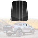 BASIKER Fit for 2004 to 2015 Nissan Titan Pillar Post Trim Kit, Door Window B Pillar Glossy Black Cover, Strong Toughness PC Material, Door Pillar Moldings Stickers Set