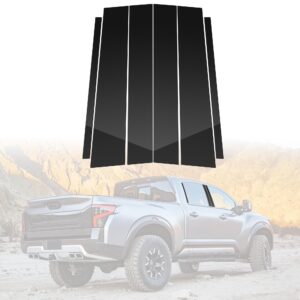 BASIKER Fit for 2004 to 2015 Nissan Titan Pillar Post Trim Kit, Door Window B Pillar Glossy Black Cover, Strong Toughness PC Material, Door Pillar Moldings Stickers Set