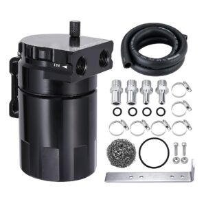 EVIL ENERGY Oil Catch Can, 300ML Baffled Catch Can Kit, Universal Aluminum Air Oil Separator Tank with 5/8" ID NBR Fuel Hose 5FT