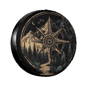 Retro Compass Spare Tire Cover Wheel Protectors Weatherproof Sun Protection Covers Universal for SUV Jeep Travel Trailer 15"
