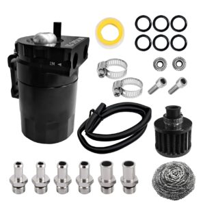 DWARFOO Oil Catch Can, Oil Catch Tank, Oil Separator Catch Can with Hose Kit, Universal Oil Catch Can Tank Polish Baffled Reservoir 300ml Oil Catch Can Tank Kit Universal for Car Truck Engine