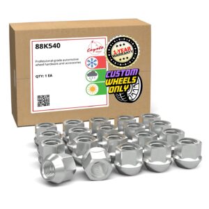 Wheel Accessories Parts 20 Pcs 7/16"-20 Thread Open End Bulge Acorn 21mm 0.84" Long Lug Nuts Zinc 3/4" 19mm Hex Fits Many Classic Chevrolet, Buick, GMC, Pontiac Vehicles