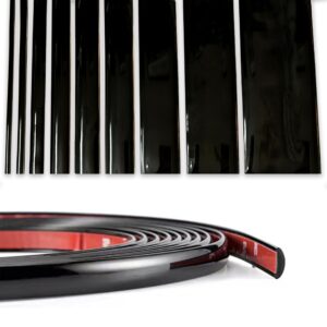 16Ft Glossy Black Extra Thick Auto Molding Trim Universal Bumper Window Door Body Side Decorative Strip Scratch-Proof (Width: 1/2inch [12mm])