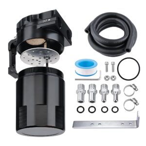EVIL ENERGY Oil Catch Can, 300ML Universal Baffled Catch Can Kit with 5FT 3/8 Inch Hose, Aluminum Air Oil Separator Upgraded Internal Filter