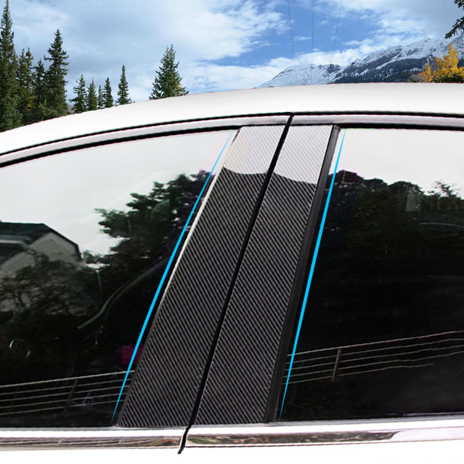 FFIHTY B Pillar Trim Fit for Jeep Cherokee 2022 2021 2020 2019 2018 2017 2016 2015 2014 Car Door Window Pillar C-Pillar Trim Anti-Scratch 6 pcs - Carbon Fiber