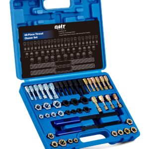 Orion Motor Tech 49 Piece Thread Chaser Set, Metric and SAE Thread Repair Kit with 22 Taps 24 Dies 3 Thread Files, Universal Rethreading Kit Thread Restorer Tool Set in UNC UNF Metric Sizes with Case