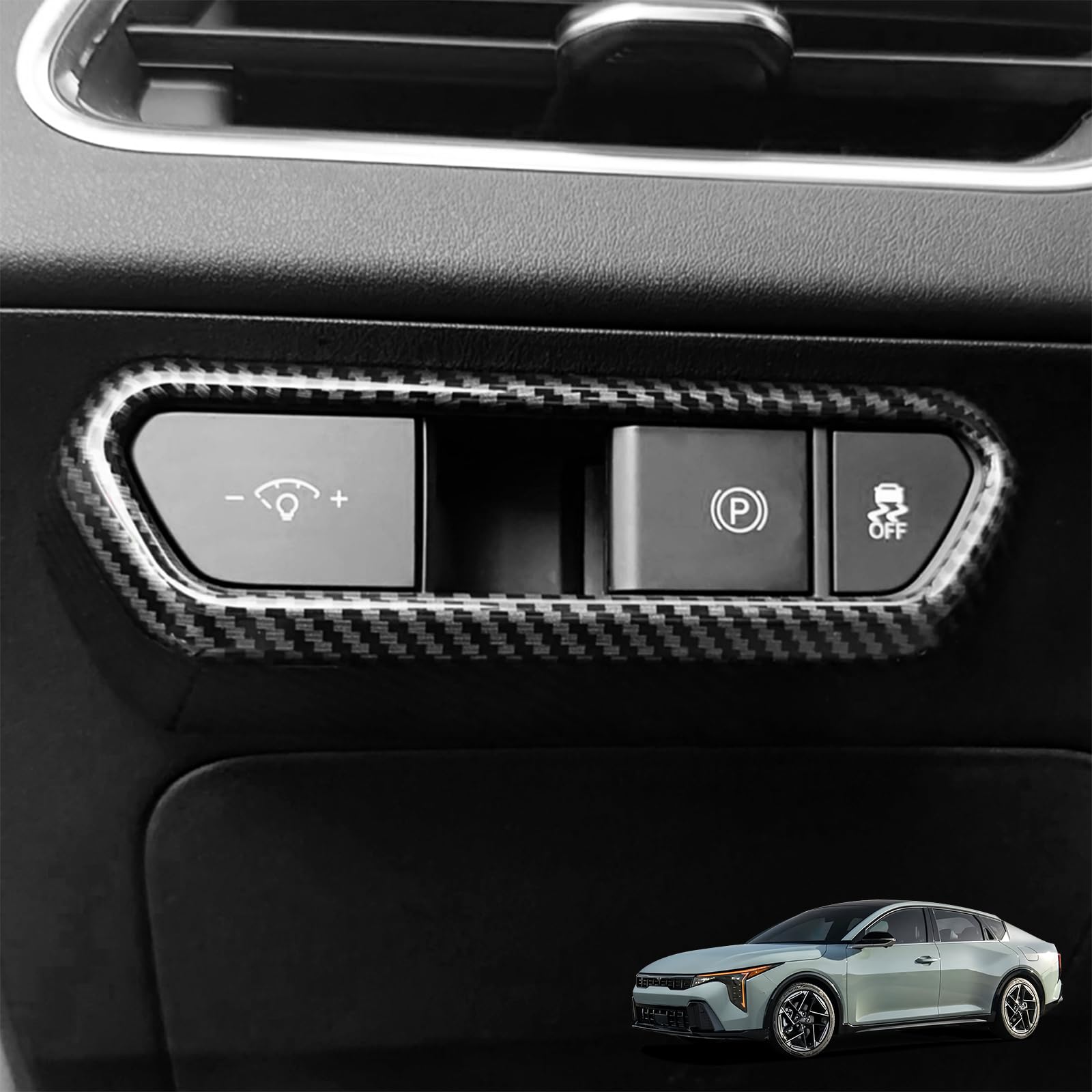 YOUTOOCAR Headlight Control Panel Cover Compatible with Kia K4 2025-2026 Accessories (Carbon Fiber Pattern)
