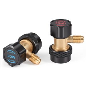 Orion Motor Tech R134a Adjustable Quick Coupler Adapters, High & Low Pressure 2pc R134a Fitting Adapter Set with 1/4" Male Flare, Quick Connectors for Air Conditioning Servicing Evacuation Recharging