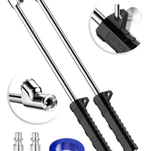 14" Extended Reach Dual Head Air Chuck, 2-Way Connection 1/4" FNPT Straight Lock On Tire Inflate Chuck, Tire Chuck w/Standard Quick Plug, Air Compressor Fill Kit for Truck RV Semi Dually Tires(2 Pack)