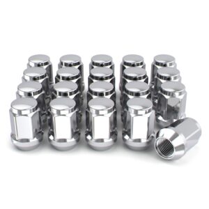 White Knight M12x1.50 Solid Piece Bulge Acorn Lug Nuts (NO Cap) for Select Aftermarket & Factory Wheels, EZ to Install, Durable Carbon Steel, Stylish Triple Layer Chrome Finish - 1907S-20AM (20 Pack)