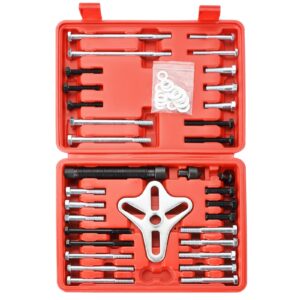 ATPEAM 46pcs Harmonic Balancer Puller Set | Steering Wheel Puller Kit, Use with Harmonic Balancers, Crankshaft Pulleys and Gears, Work on Most Cars, Pickups, SUVs