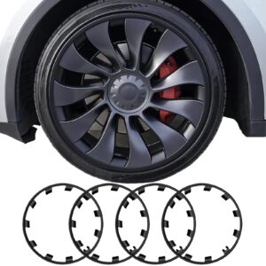 Wheel Rim Protector for Tesla Model Y Performance 21 Inch Überturbine Wheels All-in-one Car Tire Trim Rings Rim Case Hubcaps Wheel Cover 2020-2024 Model Y Accessories