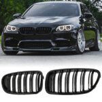 BILLDIO F10 Grille - Front Kidney Grille Double Slats Glossy Black Compatible with 2010-2017 BMW 5 Series F10 F11 F18 Sedan 520i 528i 535d 535i 550i 520i - ABS Gloss Black Kidney Grill