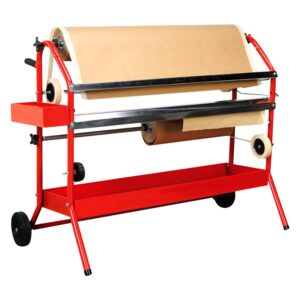 TCP Global 36" Mobile Multi-Roll Masking Machine for Auto Body, Painting, Masking Paper Dispenser with 2 Paper Bars, 4 Tape Rollers, Storage Trays & Cutting Blade