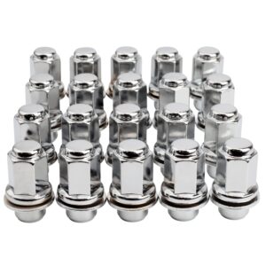 Set of 20, 14x1.5mm OEM Style Factory 1.85 Inch 7/8 22mm Hex Mag Washer Lug Nuts Compatible with Sequoia Landcruiser Tundra Lexus LX