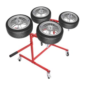 Gelacie Rotating Portable Universal Wheel Paint Stand Wheel Rim Painting Stand Paint Rack Holder Drying Rack Repair Stand Red Steel Powder Coated