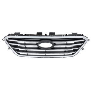 ALMULOO Front Upper Grill Compatible with 2015-2017 Hyundai Sonata Plastic(ABS) Chrome Grille Replacement for 86350-C2000 HY1200174