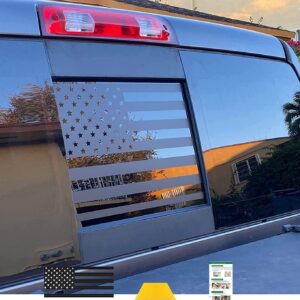 Xinghe for Chevy Silverado GMC Sierra 2019-2026 2025 2024 2023 2022, Rear Middle Window American Flag Decals, Matte Black USA Flag Decal for Truck Back Window