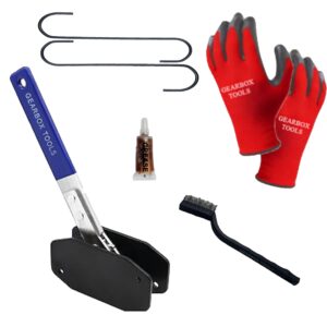 Brake Piston compressor Tool, Gloves, 2 Hooks, Disc Lube, Wire Brush. 5 in 1 Professional Brake Caliper Compression Tool Kit Ratcheting Brake Caliper Tool for Single/Twin/Quad Brake pad spreader tool