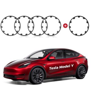 EVOOOR 5pcs All-in-one Wheel Rim Protector for Tesla Model Y 21'' Uberturbine Wheel - Strips for Curb Rash Prevention - Set of 5 Rim Protector Easy to Install(Gunpowder,21'',5pcs)