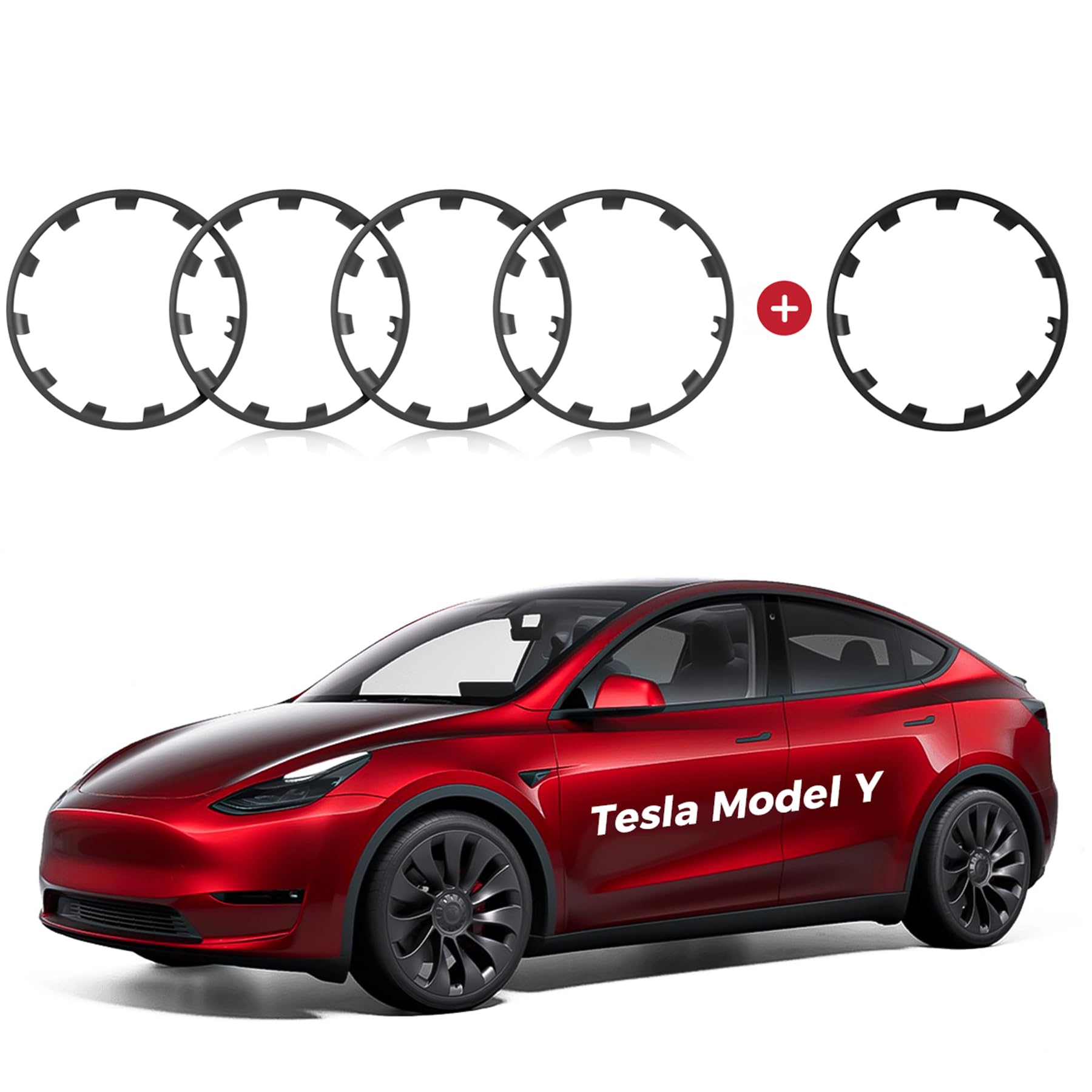 EVOOOR 5pcs All-in-one Wheel Rim Protector for Tesla Model Y 21'' Uberturbine Wheel - Strips for Curb Rash Prevention - Set of 5 Rim Protector Easy to Install(Gunpowder,21'',5pcs)