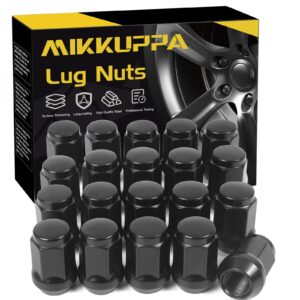 MIKKUPPA 20PCS 1/2-20 Lug Nuts - Replacement for 1991-2018 Ford Explorer, 1990-2012 Ranger, 1964-2014 Mustang Aftermarket Wheel - Black Bulge Acorn Closed End Solid Tire Lug Nut