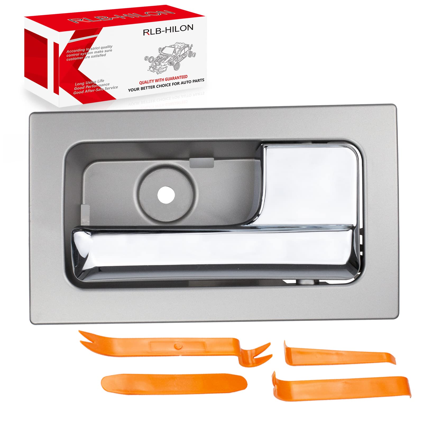 RLB-HILON Interior Door Handle Compatible with Ford F150 2009 to 2014 Year Front or Rear Right Passenger Side Door, Chrome Lever Gray Housing, Replacement for # CL3Z-1522600-GA 9L3Z-1522600-CB