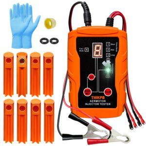 THIKPO Fuel Injector Tester and Cleaner Tool Kit, DIY Cleaning Tool Kit, 8 Pulse Modes for Injector Tester, 2 Fuel Injectors Simultaneously Test, 4 Size Cleaning Adapters, 12V/5V Output Power